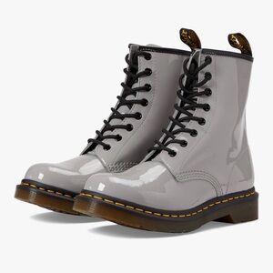NIB Dr. Martens 1460 Boot in Zinc Gray Patent Size 7